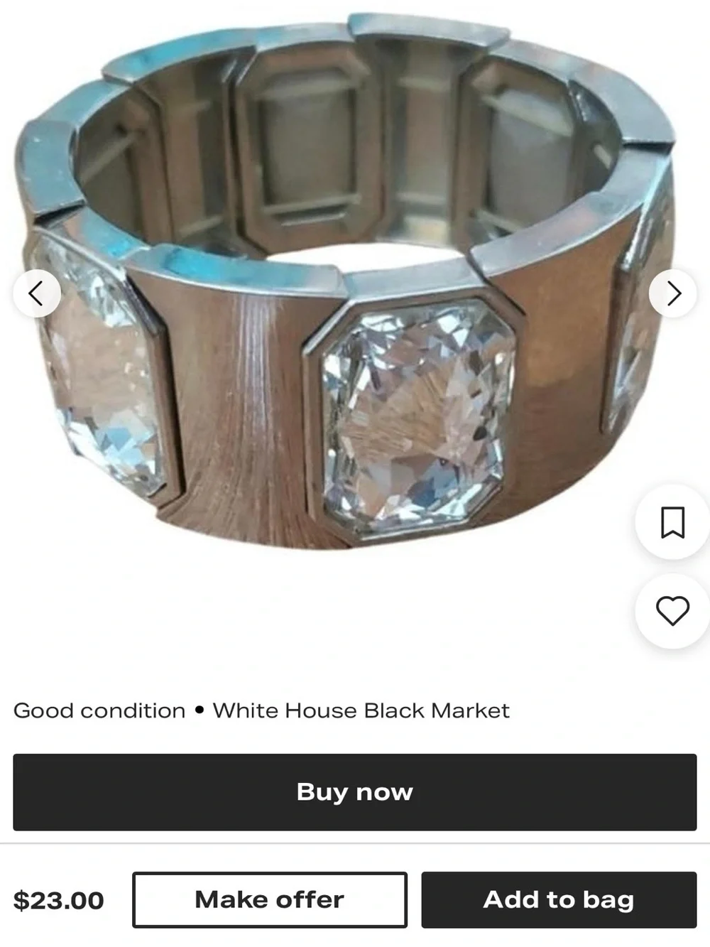 Silver-Tone Bracelet with Large Clear Crystal Rhinestones